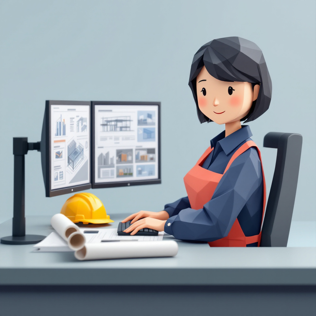 CADオペ・施工図のキャラクターイラスト